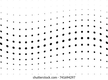 Abstract halftone wave dotted background. Futuristic twisted grunge pattern, dot, circles.  Vector modern optical pop art texture for posters, business cards, cover, labels mock-up, stickers layout