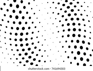 Abstract halftone wave dotted background. Futuristic twisted grunge pattern, dot, circles.  Vector modern optical pop art texture for posters, business cards, cover, labels mock-up, stickers layout