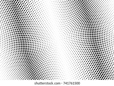 Abstract halftone wave dotted background. Futuristic twisted grunge pattern, dot, circles.  Vector modern optical pop art texture for posters, business cards, cover, labels mock-up, stickers layout