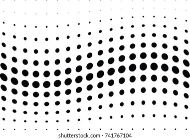 Abstract halftone wave dotted background. Futuristic twisted grunge pattern, dot, circles.  Vector modern optical pop art texture for posters, business cards, cover, labels mock-up, stickers layout