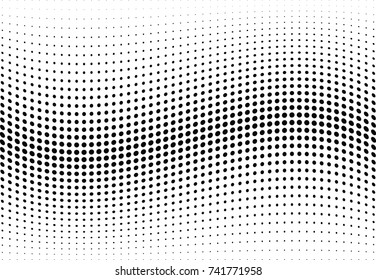 Abstract halftone wave dotted background. Futuristic twisted grunge pattern, dot, circles.  Vector modern optical pop art texture for posters, business cards, cover, labels mock-up, stickers layout