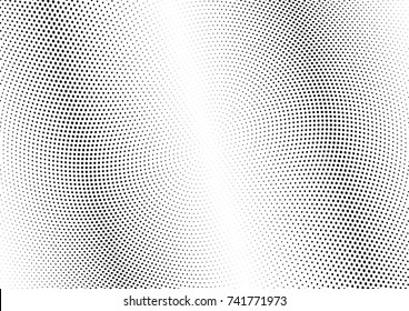 Abstract halftone wave dotted background. Futuristic twisted grunge pattern, dot, circles.  Vector modern optical pop art texture for posters, business cards, cover, labels mock-up, stickers layout