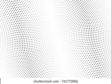 Abstract halftone wave dotted background. Futuristic twisted grunge pattern, dot, circles.  Vector modern optical pop art texture for posters, business cards, cover, labels mock-up, stickers layout