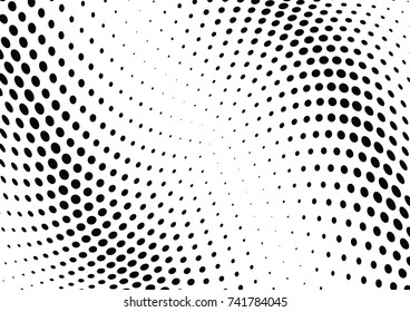 Abstract halftone wave dotted background. Futuristic twisted grunge pattern, dot, circles.  Vector modern optical pop art texture for posters, business cards, cover, labels mock-up, stickers layout