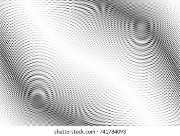 Abstract halftone wave dotted background. Futuristic twisted grunge pattern, dot, circles.  Vector modern optical pop art texture for posters, business cards, cover, labels mock-up, stickers layout