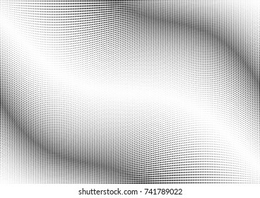 Abstract halftone wave dotted background. Futuristic twisted grunge pattern, dot, circles.  Vector modern optical pop art texture for posters, business cards, cover, labels mock-up, stickers layout