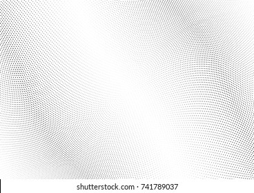 Abstract halftone wave dotted background. Futuristic twisted grunge pattern, dot, circles.  Vector modern optical pop art texture for posters, business cards, cover, labels mock-up, stickers layout