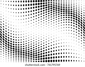 Abstract halftone wave dotted background. Futuristic twisted grunge pattern, dot, circles.  Vector modern optical pop art texture for posters, business cards, cover, labels mock-up, stickers layout
