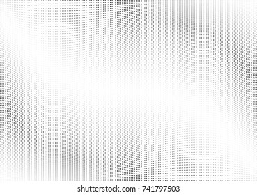 Abstract halftone wave dotted background. Futuristic twisted grunge pattern, dot, circles.  Vector modern optical pop art texture for posters, business cards, cover, labels mock-up, stickers layout