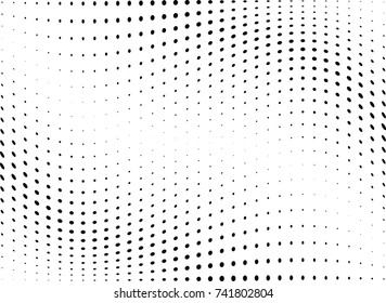 Abstract halftone wave dotted background. Futuristic twisted grunge pattern, dot, circles.  Vector modern optical pop art texture for posters, business cards, cover, labels mock-up, stickers layout