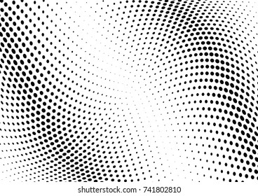 Abstract halftone wave dotted background. Futuristic twisted grunge pattern, dot, circles.  Vector modern optical pop art texture for posters, business cards, cover, labels mock-up, stickers layout