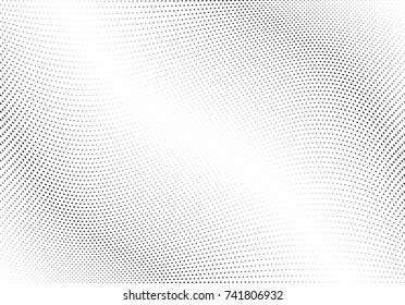 Abstract halftone wave dotted background. Futuristic twisted grunge pattern, dot, circles.  Vector modern optical pop art texture for posters, business cards, cover, labels mock-up, stickers layout