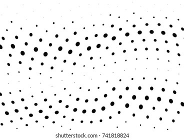 Abstract halftone wave dotted background. Futuristic twisted grunge pattern, dot, circles.  Vector modern optical pop art texture for posters, business cards, cover, labels mock-up, stickers layout