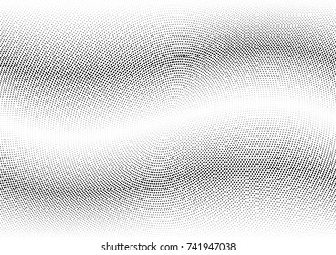 Abstract halftone wave dotted background. Futuristic twisted grunge pattern, dot, circles.  Vector modern optical pop art texture for posters, business cards, cover, labels mock-up, stickers layout