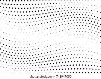 Abstract halftone wave dotted background. Futuristic twisted grunge pattern, dot, circles.  Vector modern optical pop art texture for posters, business cards, cover, labels mock-up, stickers layout