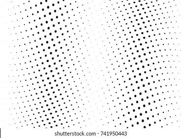 Abstract halftone wave dotted background. Futuristic twisted grunge pattern, dot, circles.  Vector modern optical pop art texture for posters, business cards, cover, labels mock-up, stickers layout