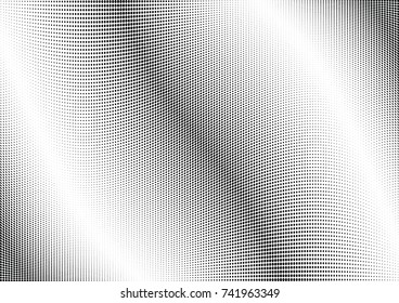 Abstract halftone wave dotted background. Futuristic twisted grunge pattern, dot, circles.  Vector modern optical pop art texture for posters, business cards, cover, labels mock-up, stickers layout