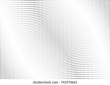Abstract halftone wave dotted background. Futuristic twisted grunge pattern, dot, circles.  Vector modern optical pop art texture for posters, business cards, cover, labels mock-up, stickers layout