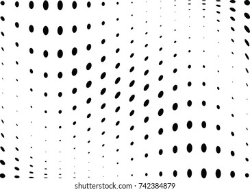 Abstract halftone wave dotted background. Futuristic twisted grunge pattern, dot, circles.  Vector modern optical pop art texture for posters, business cards, cover, labels mock-up, stickers layout