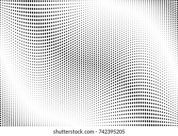 Abstract halftone wave dotted background. Futuristic twisted grunge pattern, dot, circles.  Vector modern optical pop art texture for posters, business cards, cover, labels mock-up, stickers layout