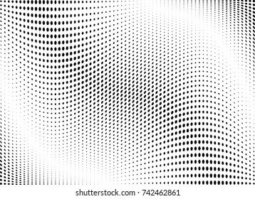 Abstract halftone wave dotted background. Futuristic twisted grunge pattern, dot, circles.  Vector modern optical pop art texture for posters, business cards, cover, labels mock-up, stickers layout