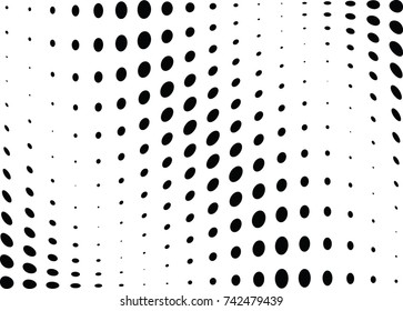 Abstract halftone wave dotted background. Futuristic twisted grunge pattern, dot, circles.  Vector modern optical pop art texture for posters, business cards, cover, labels mock-up, stickers layout