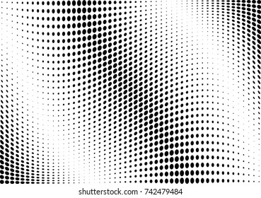 Abstract halftone wave dotted background. Futuristic twisted grunge pattern, dot, circles.  Vector modern optical pop art texture for posters, business cards, cover, labels mock-up, stickers layout