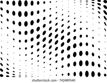 Abstract halftone wave dotted background. Futuristic twisted grunge pattern, dot, circles.  Vector modern optical pop art texture for posters, business cards, cover, labels mock-up, stickers layout