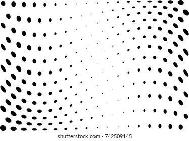 Abstract halftone wave dotted background. Futuristic twisted grunge pattern, dot, circles.  Vector modern optical pop art texture for posters, business cards, cover, labels mock-up, stickers layout