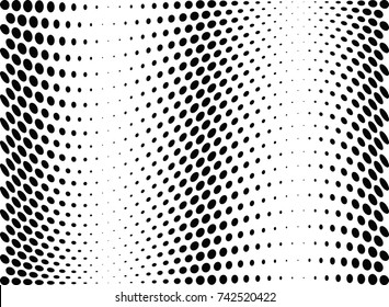Abstract halftone wave dotted background. Futuristic twisted grunge pattern, dot, circles.  Vector modern optical pop art texture for posters, business cards, cover, labels mock-up, stickers layout