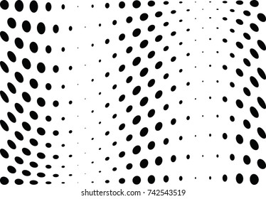 Abstract halftone wave dotted background. Futuristic twisted grunge pattern, dot, circles.  Vector modern optical pop art texture for posters, business cards, cover, labels mock-up, stickers layout