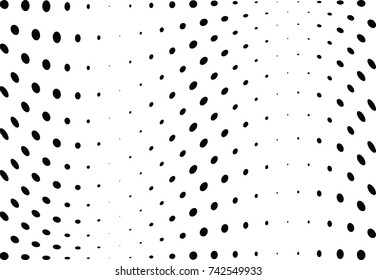 Abstract halftone wave dotted background. Futuristic twisted grunge pattern, dot, circles.  Vector modern optical pop art texture for posters, business cards, cover, labels mock-up, stickers layout