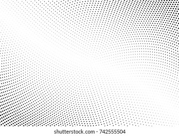 Abstract halftone wave dotted background. Futuristic twisted grunge pattern, dot, circles.  Vector modern optical pop art texture for posters, business cards, cover, labels mock-up, stickers layout