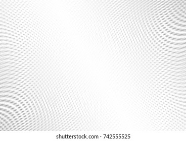 Abstract halftone wave dotted background. Futuristic twisted grunge pattern, dot, circles.  Vector modern optical pop art texture for posters, business cards, cover, labels mock-up, stickers layout
