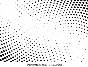 Abstract halftone wave dotted background. Futuristic twisted grunge pattern, dot, circles.  Vector modern optical pop art texture for posters, business cards, cover, labels mock-up, stickers layout