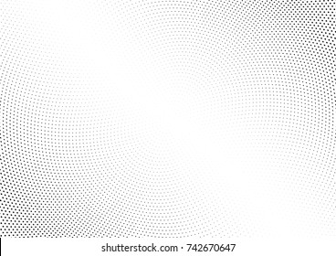Abstract halftone wave dotted background. Futuristic twisted grunge pattern, dot, circles.  Vector modern optical pop art texture for posters, business cards, cover, labels mock-up, stickers layout.