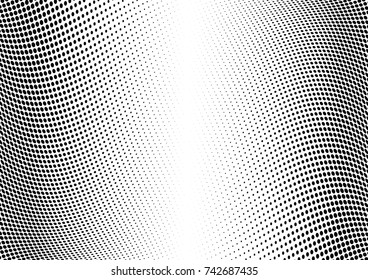 Abstract halftone wave dotted background. Futuristic twisted grunge pattern, dot, circles.  Vector modern optical pop art texture for posters, business cards, cover, labels mock-up, stickers layout