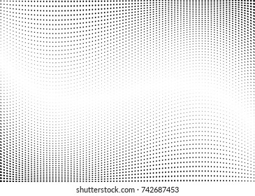 Abstract halftone wave dotted background. Futuristic twisted grunge pattern, dot, circles.  Vector modern optical pop art texture for posters, business cards, cover, labels mock-up, stickers layout