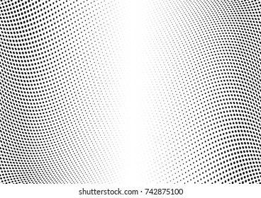 Abstract halftone wave dotted background. Futuristic twisted grunge pattern, dot, circles.  Vector modern optical pop art texture for posters, business cards, cover, labels mock-up, stickers layout