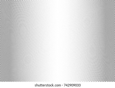 Abstract halftone wave dotted background. Futuristic twisted grunge pattern, dot, circles.  Vector modern optical pop art texture for posters, business cards, cover, labels mock-up, stickers layout