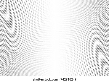 Abstract halftone wave dotted background. Futuristic twisted grunge pattern, dot, circles.  Vector modern optical pop art texture for posters, business cards, cover, labels mock-up, stickers layout