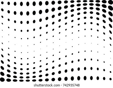 Abstract halftone wave dotted background. Futuristic twisted grunge pattern, dot, circles.  Vector modern optical pop art texture for posters, business cards, cover, labels mock-up, stickers layout