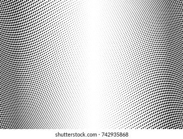 Abstract halftone wave dotted background. Futuristic twisted grunge pattern, dot, circles.  Vector modern optical pop art texture for posters, business cards, cover, labels mock-up, stickers layout