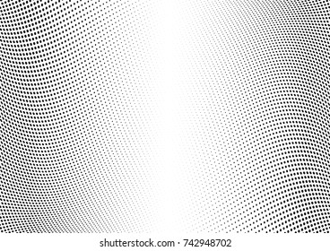 Abstract halftone wave dotted background. Futuristic twisted grunge pattern, dot, circles.  Vector modern optical pop art texture for posters, business cards, cover, labels mock-up, stickers layout