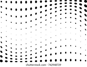 Abstract halftone wave dotted background. Futuristic twisted grunge pattern, dot, circles.  Vector modern optical pop art texture for posters, business cards, cover, labels mock-up, stickers layout