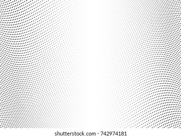 Abstract halftone wave dotted background. Futuristic twisted grunge pattern, dot, circles.  Vector modern optical pop art texture for posters, business cards, cover, labels mock-up, stickers layout