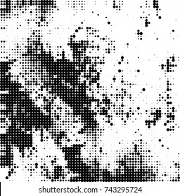 Abstract halftone wave dotted background. Futuristic twisted grunge pattern, dot, circles. Vector futuristic texture for posters, sites, business cards, postcards, interior design, labels.