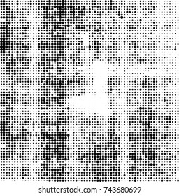 Abstract halftone wave dotted background. Futuristic twisted grunge pattern, dot, circles. Vector futuristic texture for posters, sites, business cards, postcards, interior design, labels.