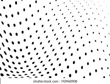 Abstract halftone wave dotted background. Futuristic twisted grunge pattern, dot, circles.  Vector modern optical pop art texture for posters, business cards, cover, labels mock-up, stickers layout