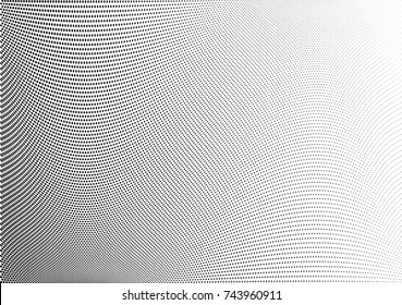 Abstract halftone wave dotted background. Futuristic twisted grunge pattern, dot, circles.  Vector modern optical pop art texture for posters, business cards, cover, labels mock-up, stickers layout